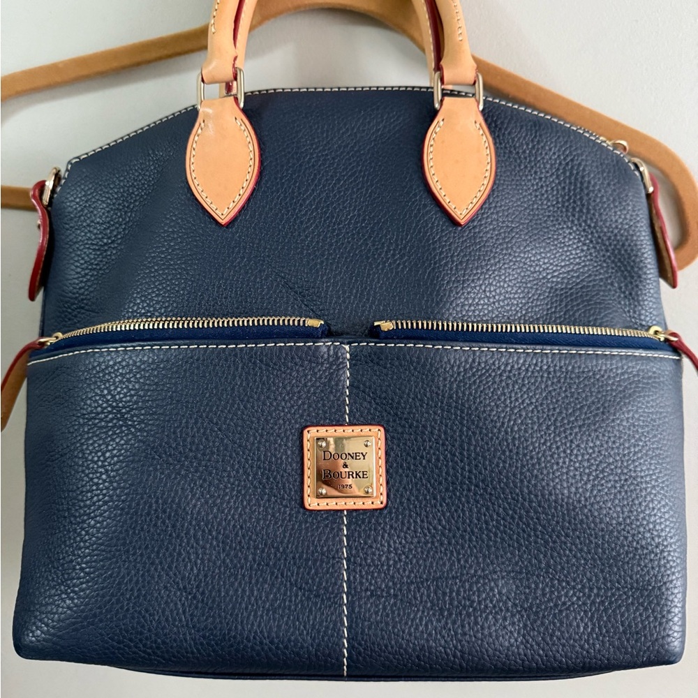 Dooney & Bourke Navy and Tan Satchel